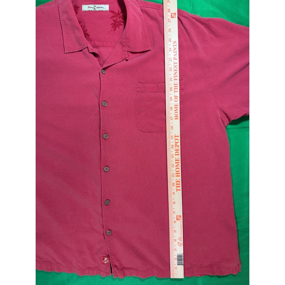Tommy Bahama Mens Salmon/Red Waffle Weave Short Sleeve Camp Shirt XXL - Picture 6 of 7